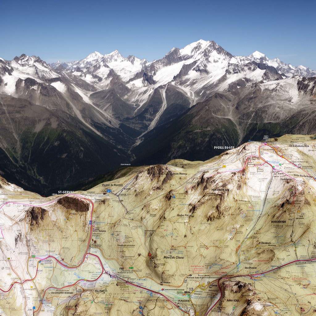 AI-generated illustration of IGN Top25 3531ET (St-Gervais / Massif du Mont Blanc)