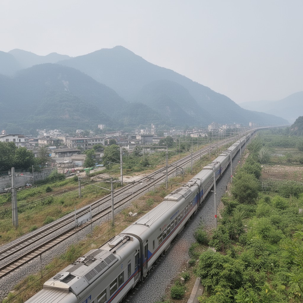 AI-generated illustration of Hengyang–Guilin–Liuzhou rail corridor