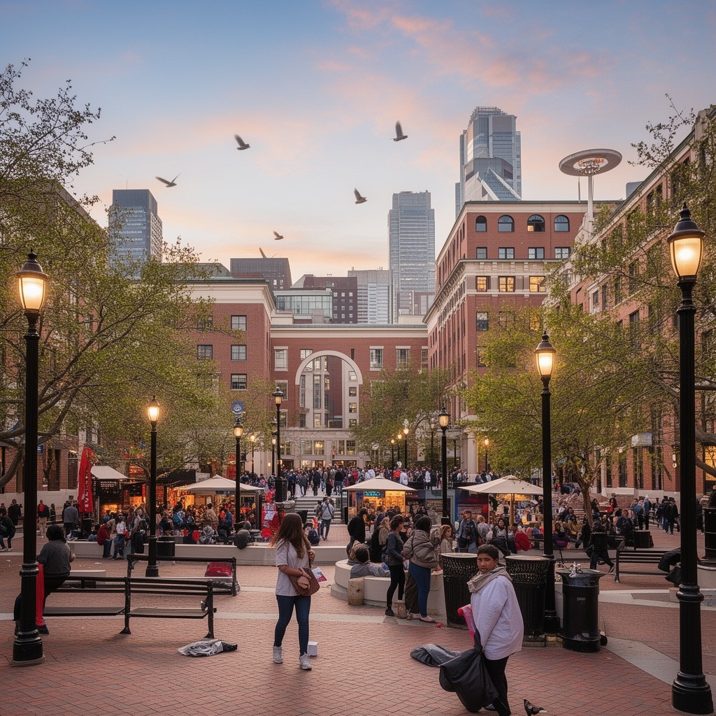 AI-generated illustration of Boston campus