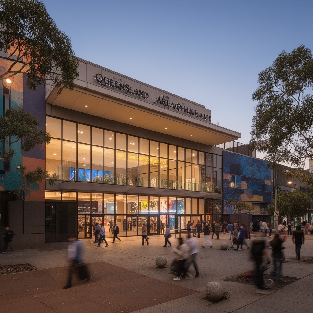 AI-generated illustration of Queensland Cultural Centre