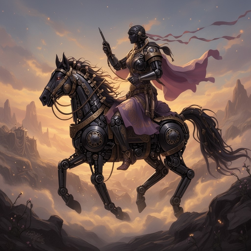 AI-generated illustration of The Ebony Horse