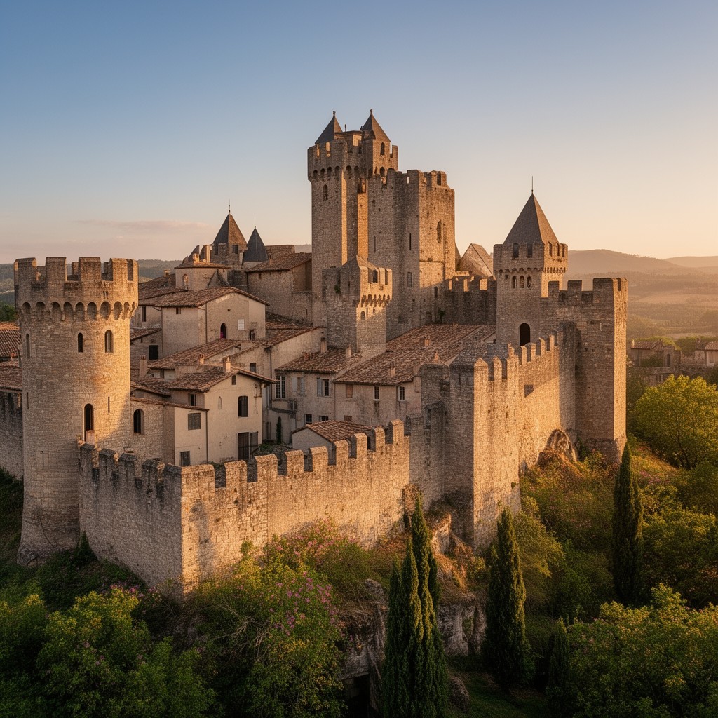AI-generated illustration of Carcassonne
