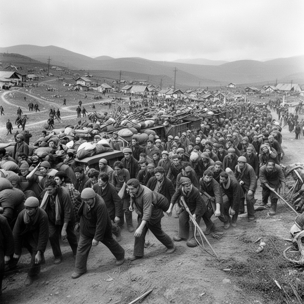 AI-generated illustration of Deportation of the Chechens and Ingush (1944)