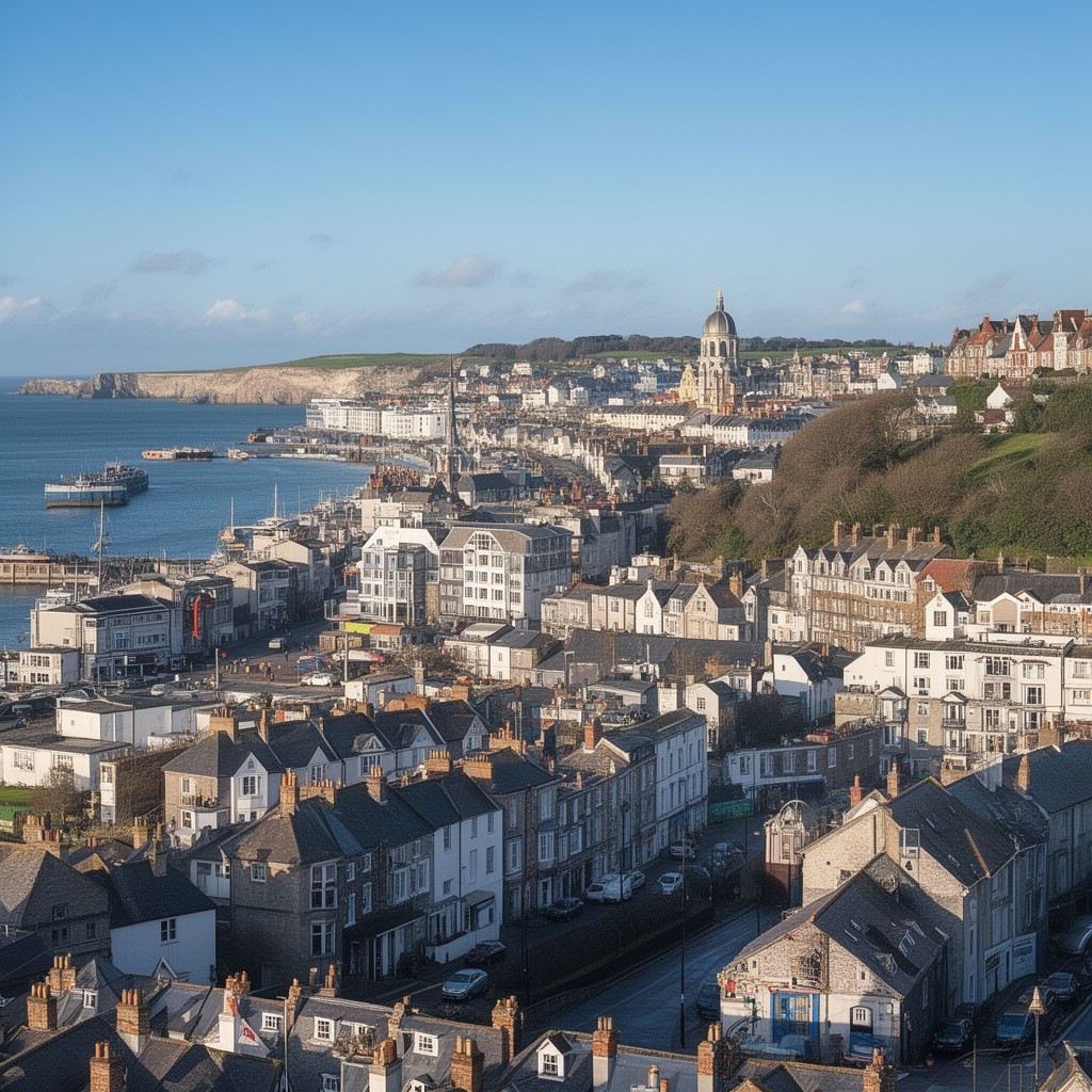 AI-generated illustration of Folkestone, Kent, United Kingdom