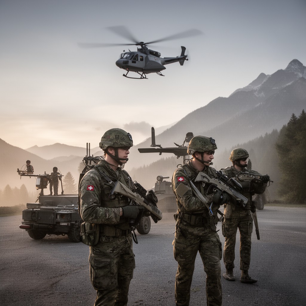 AI-generated illustration of Swiss Armed Forces