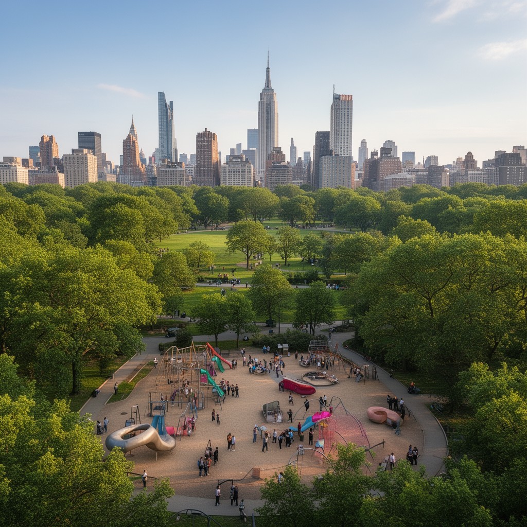 AI-generated illustration of New York City park system