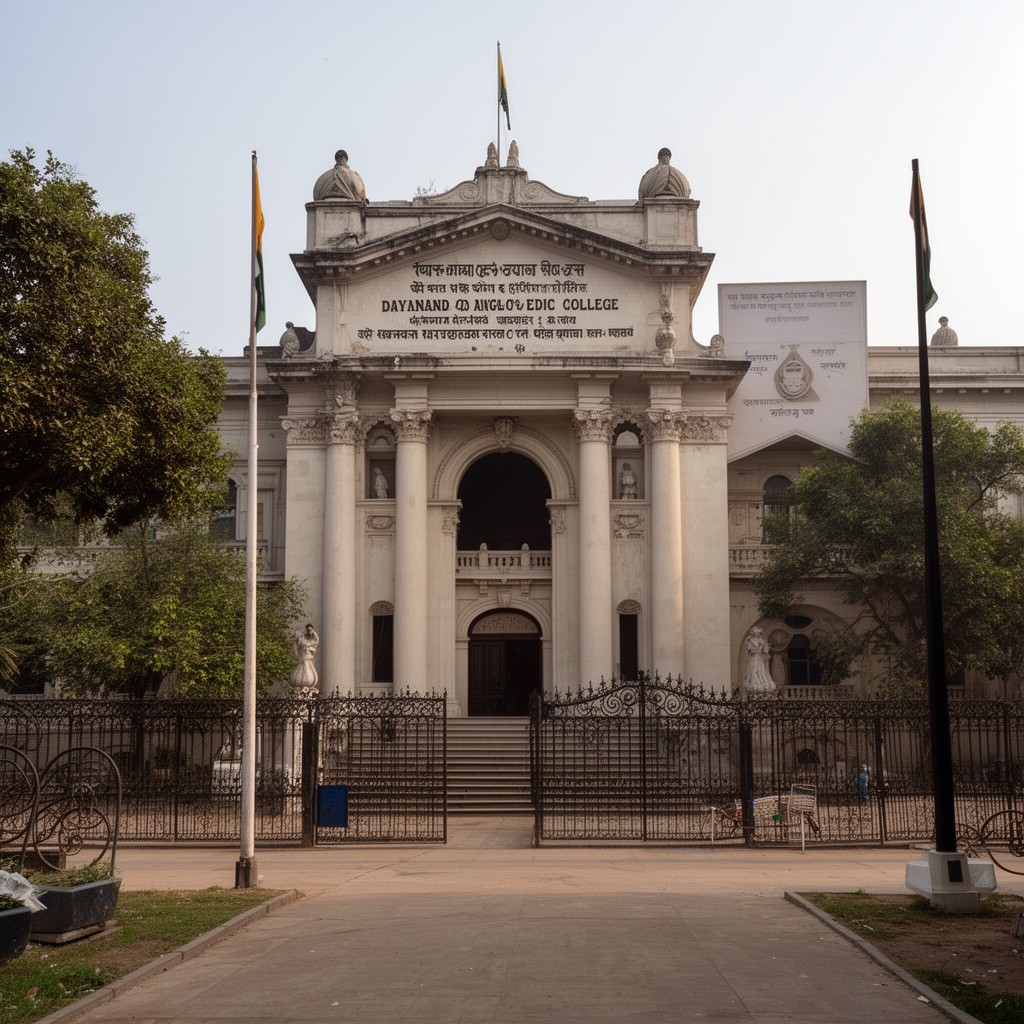 AI-generated illustration of Dayanand Anglo-Vedic College, Lahore