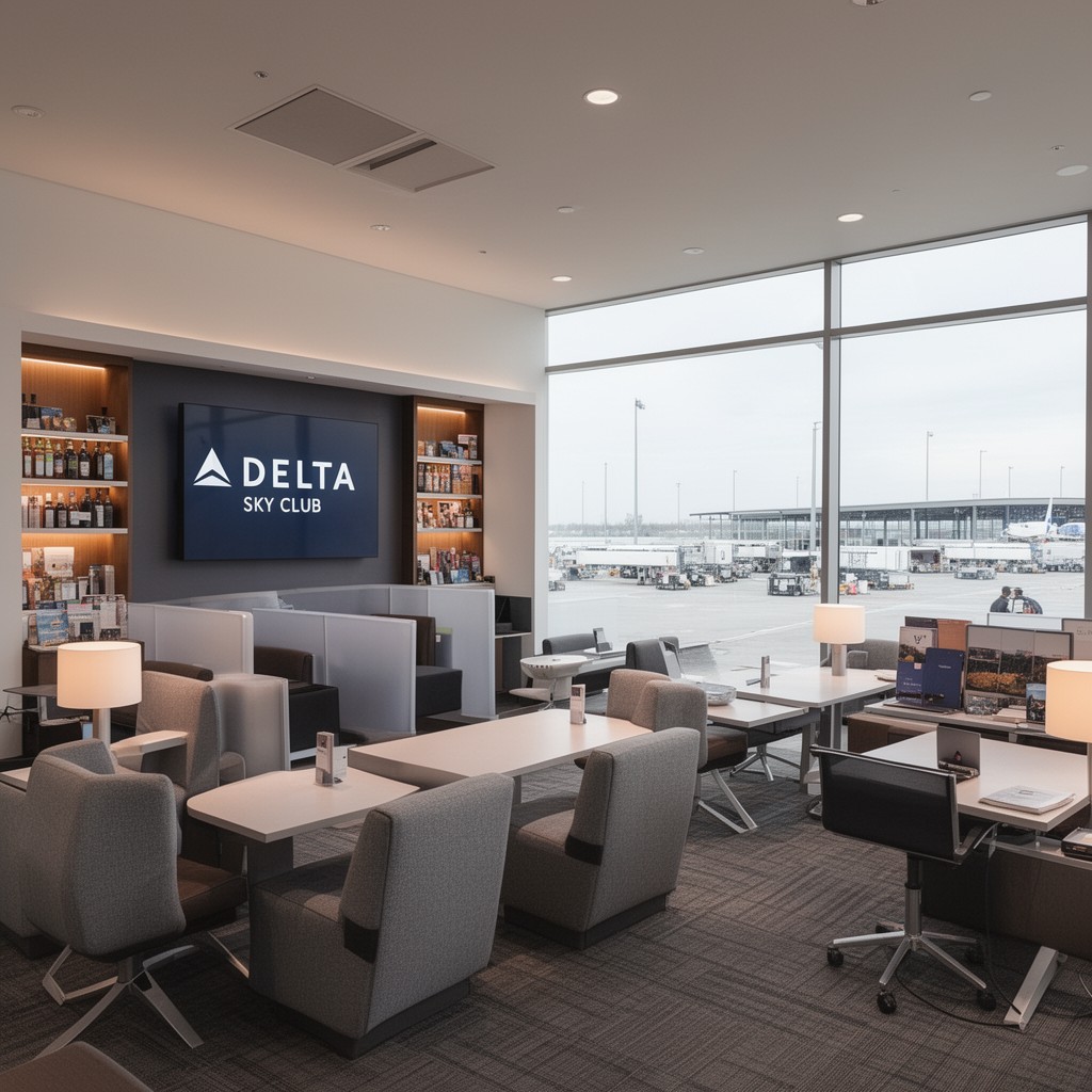 AI-generated illustration of Delta Sky Club