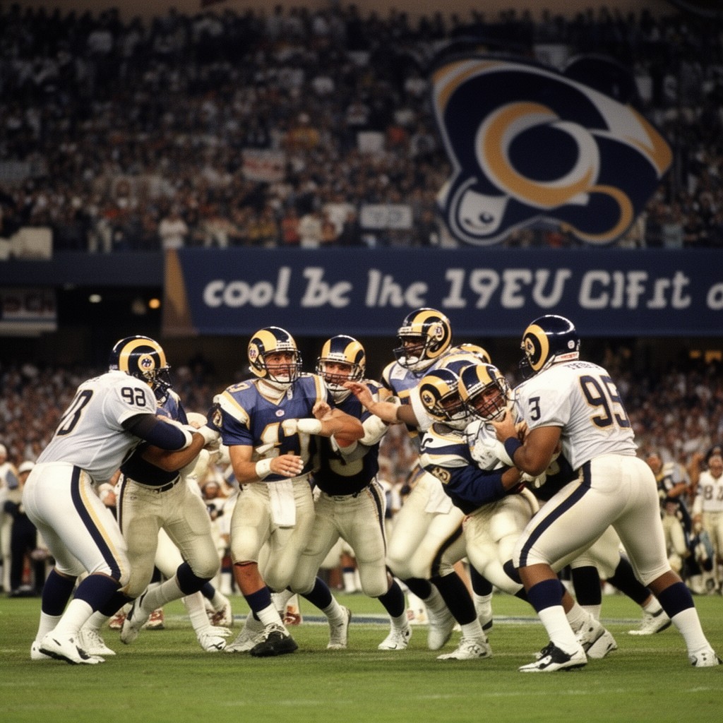 AI-generated illustration of 1999 St. Louis Rams offense