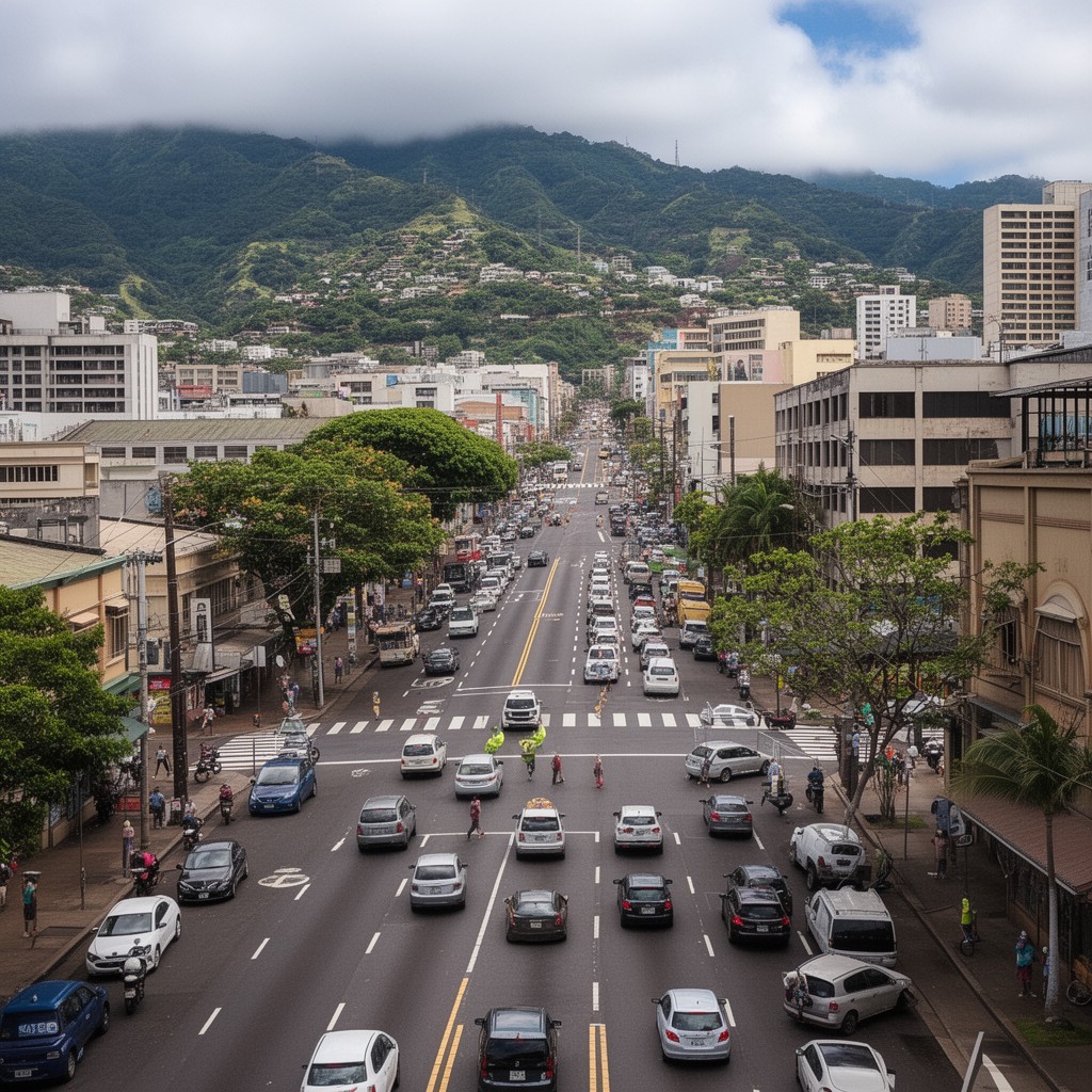 AI-generated illustration of Nuuanu Avenue