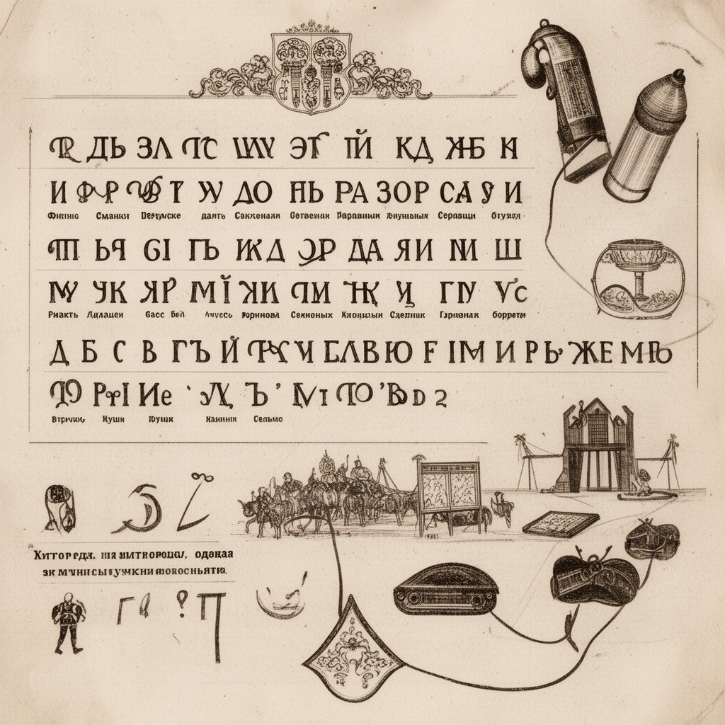 AI-generated illustration of Serbian Cyrillic alphabet