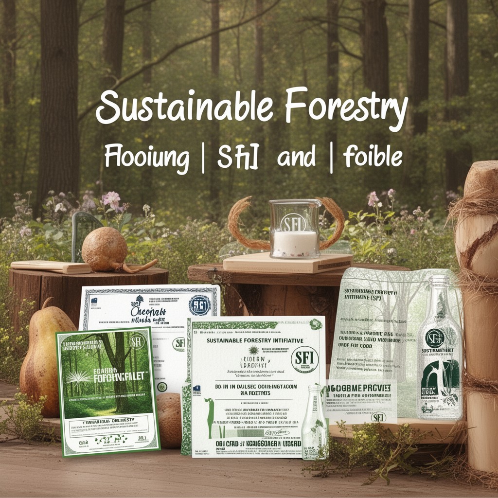 AI-generated illustration of Sustainable Forestry Initiative (SFI) certifications on eligible products