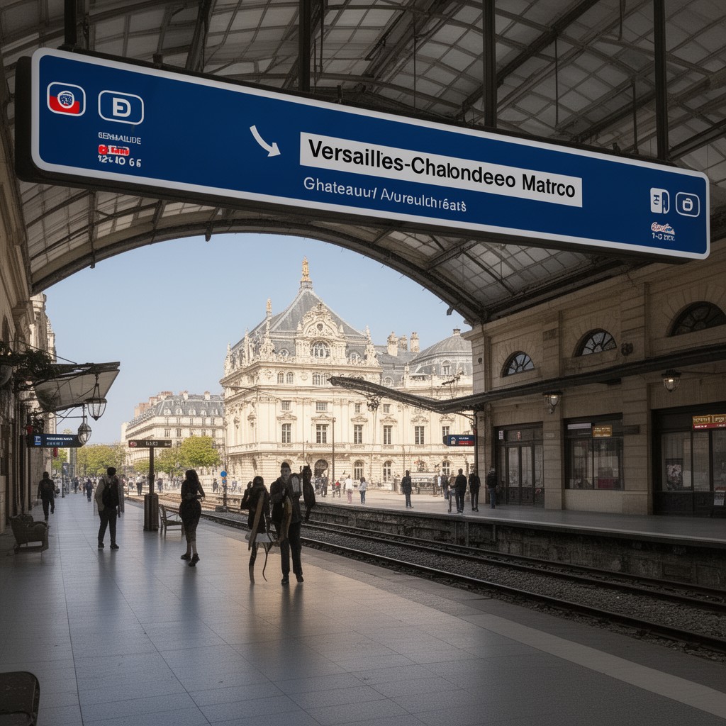 AI-generated illustration of Versailles-Château–Rive-Gauche station