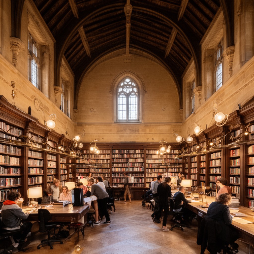 AI-generated illustration of Christ's College Library