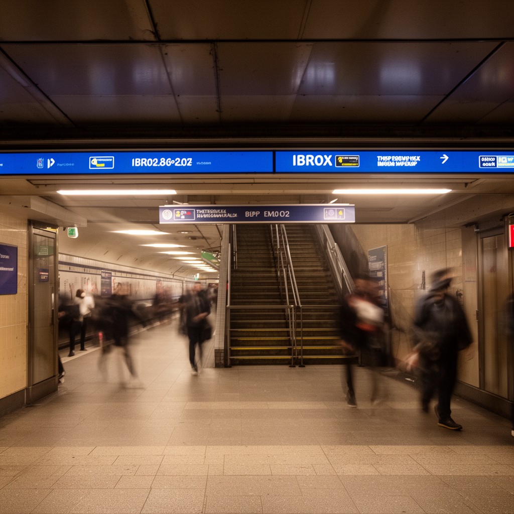 AI-generated illustration of Ibrox subway station