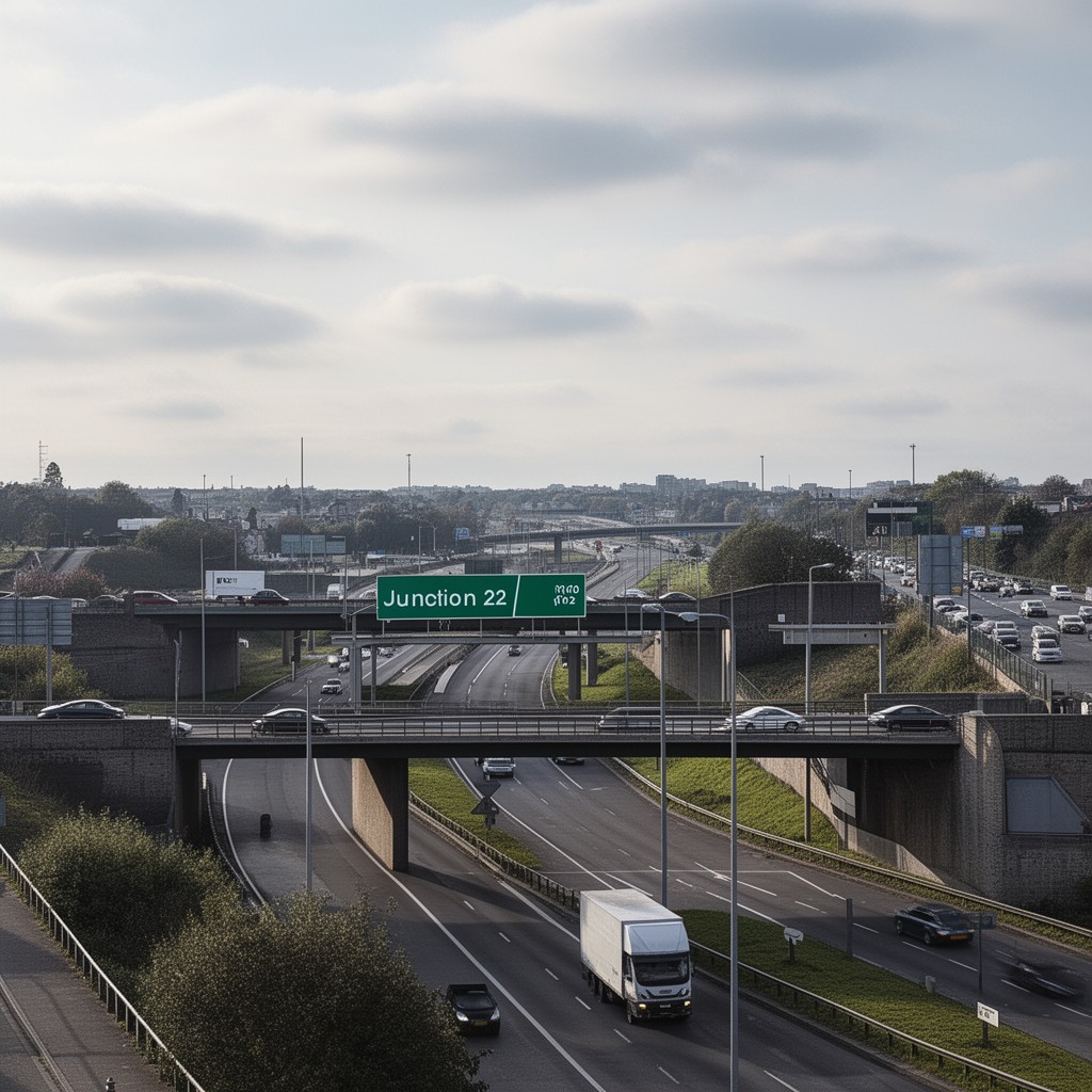AI-generated illustration of Junction 22 of M60 motorway