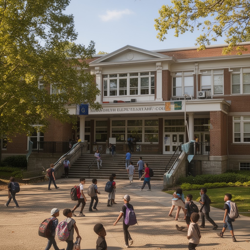 AI-generated illustration of Harrington Elementary School