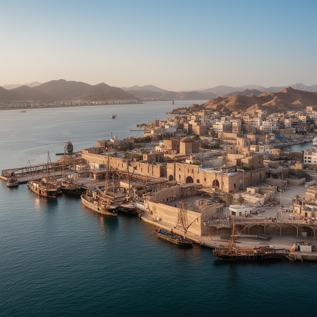 AI-generated illustration of Port of Muscat