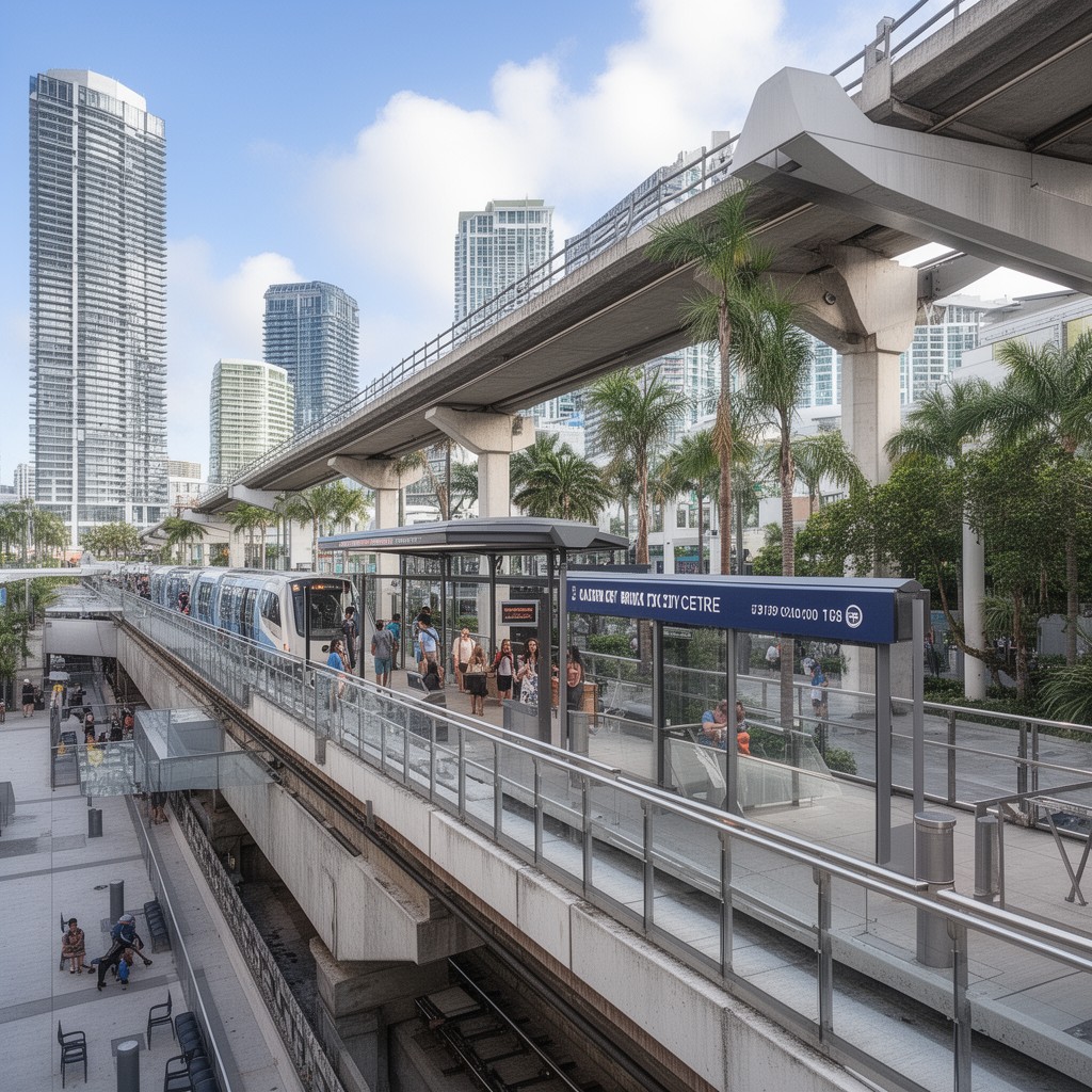 AI-generated illustration of Brickell City Centre Metromover station