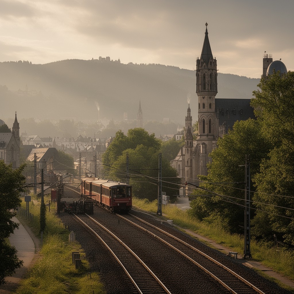 AI-generated illustration of Nuremberg–Würzburg railway