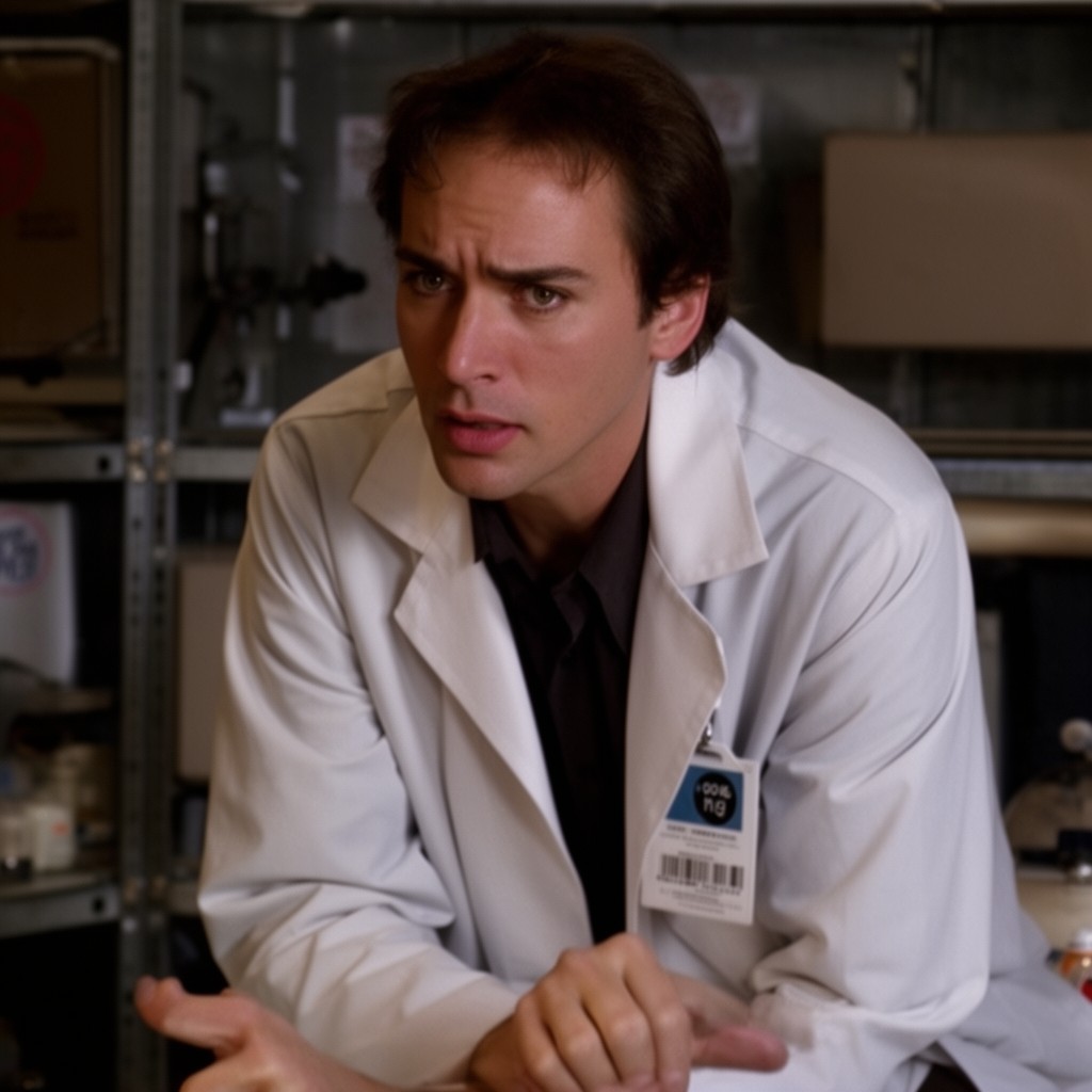 AI-generated illustration of Nicolas Cage as Dr. Stanley Goodspeed