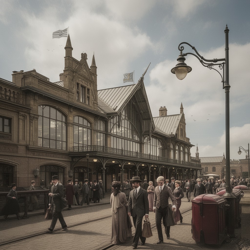 AI-generated illustration of Edwardian railway stations