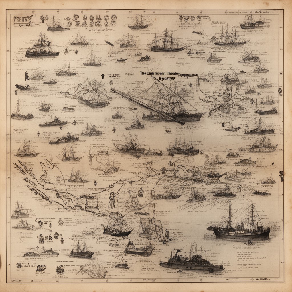 AI-generated illustration of Caribbean theater of the Spanish–American War