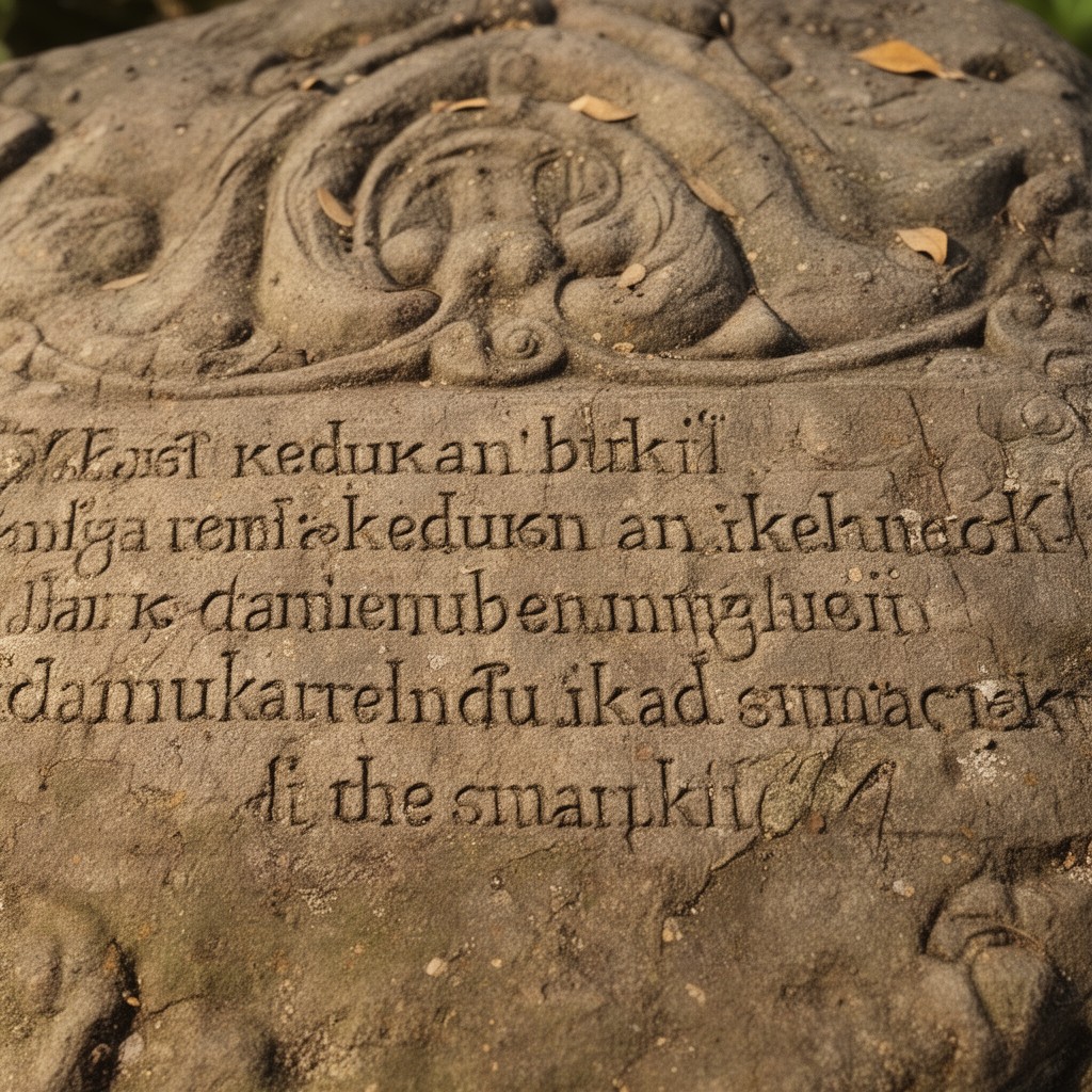 AI-generated illustration of Kedukan Bukit inscription