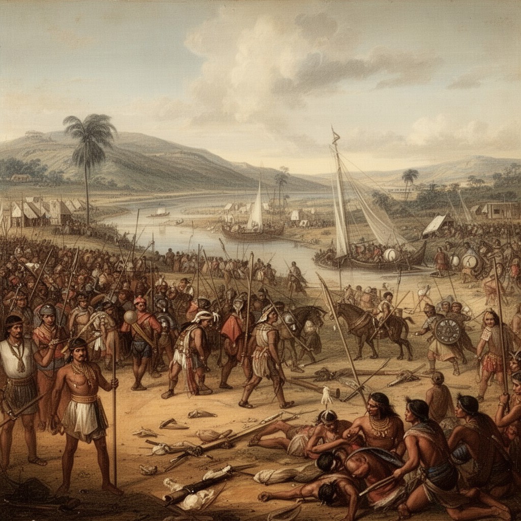 AI-generated illustration of Spanish conquest of the Río de la Plata region