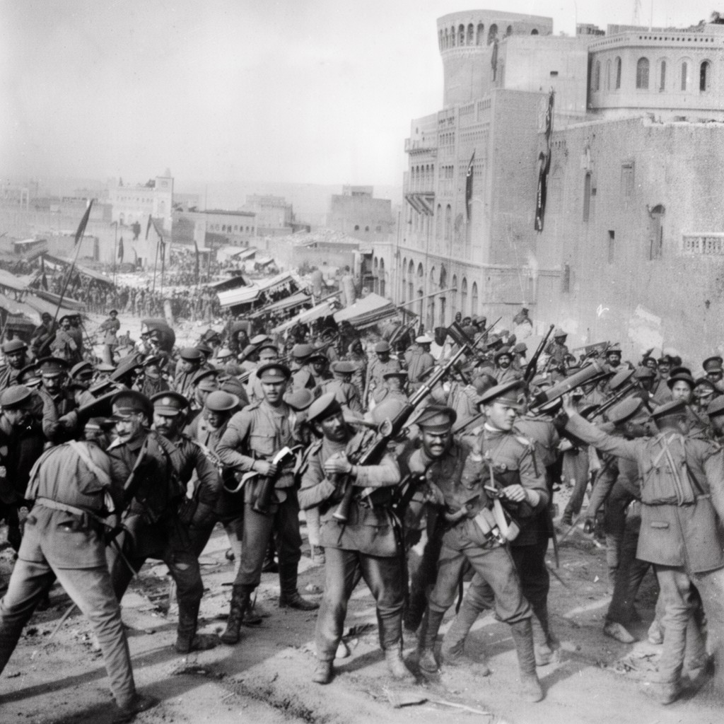 AI-generated illustration of Capture of Baghdad (1917)
