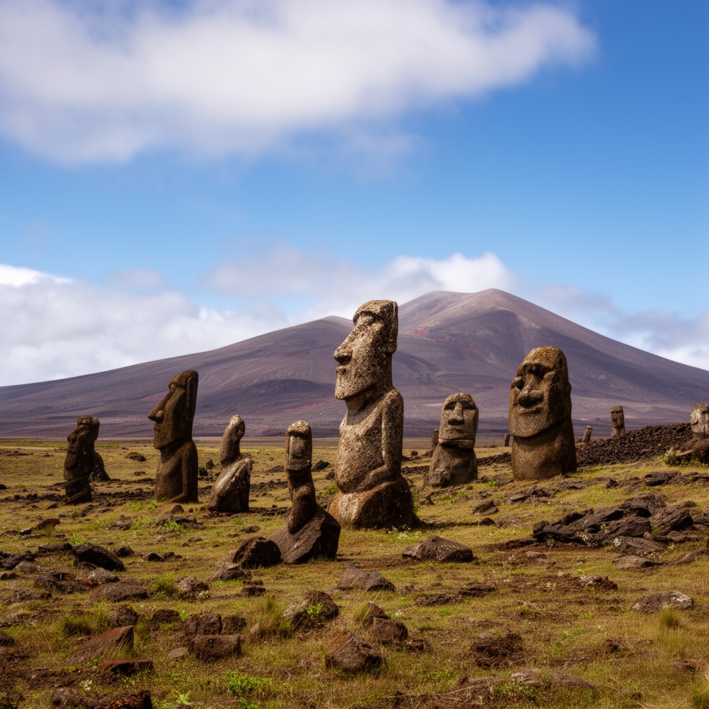 AI-generated illustration of Easter Island volcanic complex