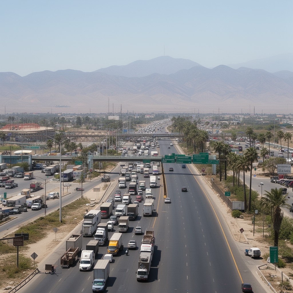 AI-generated illustration of Baja California border corridor