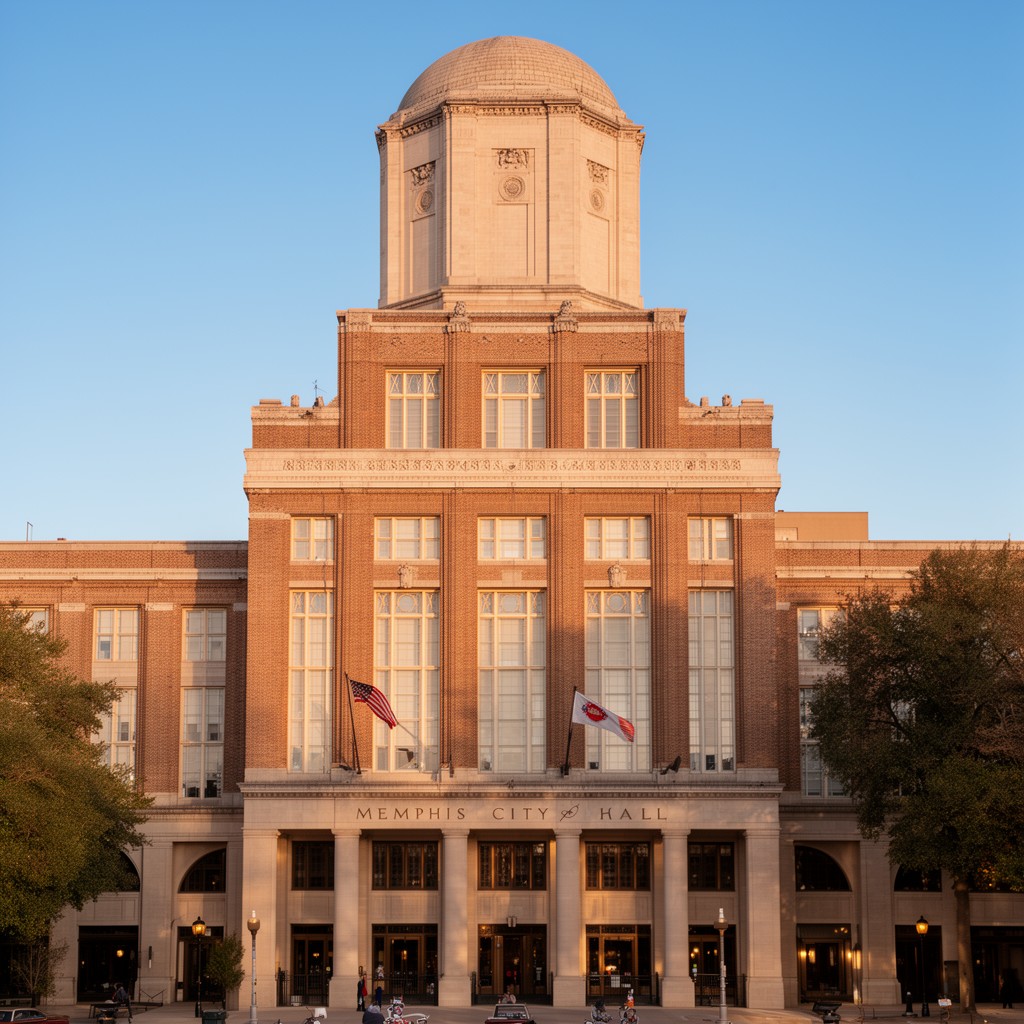 AI-generated illustration of Memphis City Hall