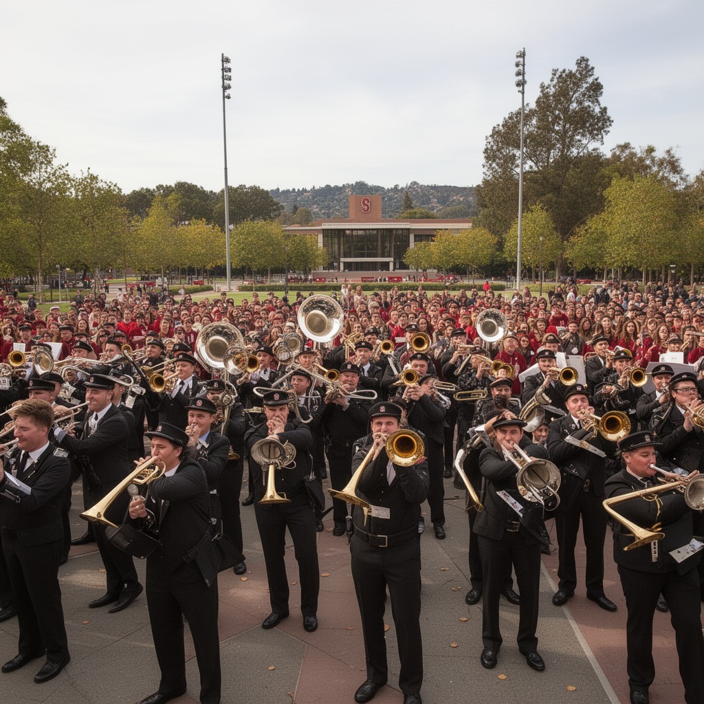 AI-generated illustration of Leland Stanford Junior University Marching Band