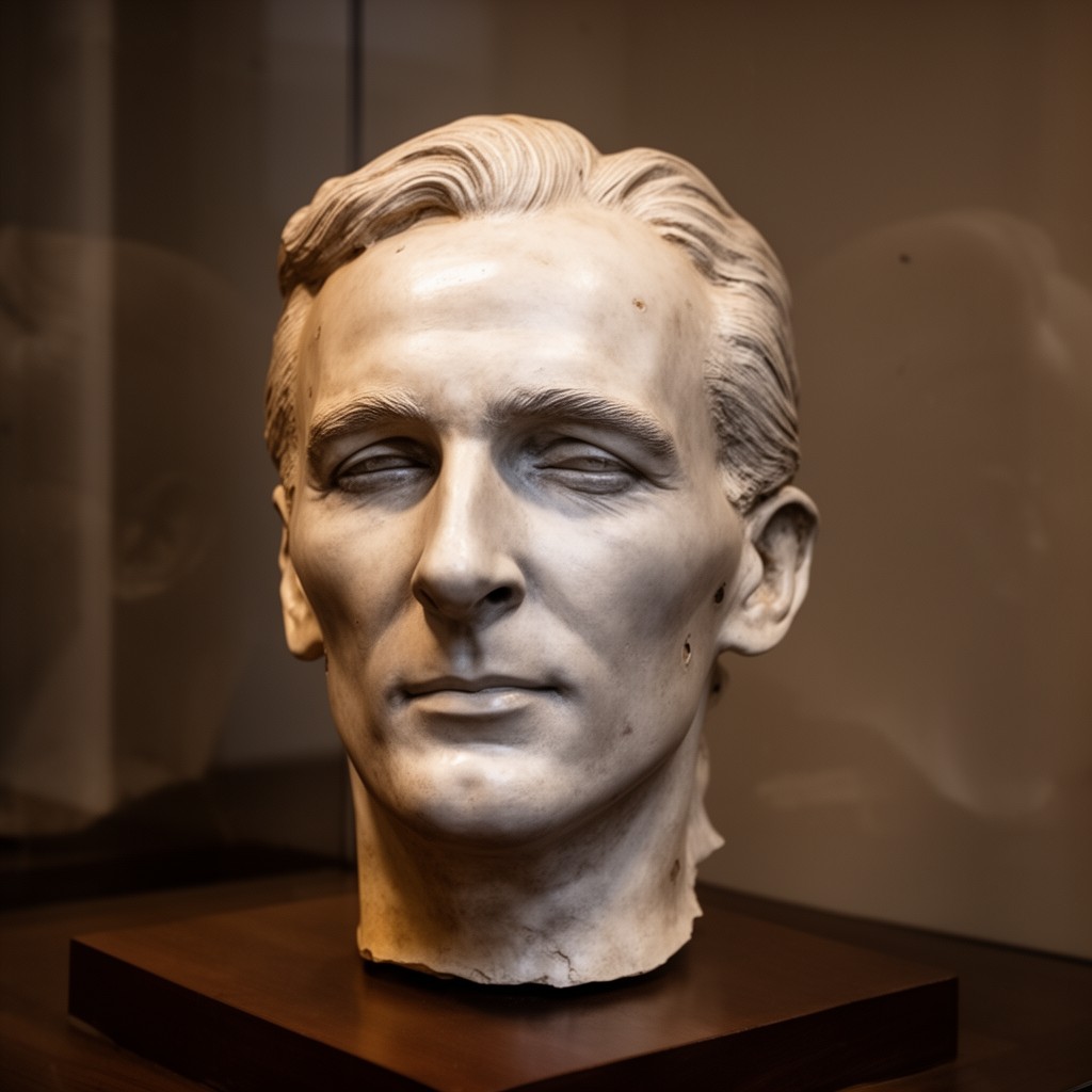 AI-generated illustration of Nikola Tesla’s death mask