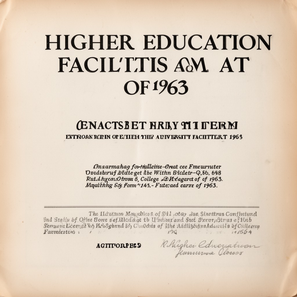 AI-generated illustration of Higher Education Facilities Act of 1963 (enacted early 1963 within its term)