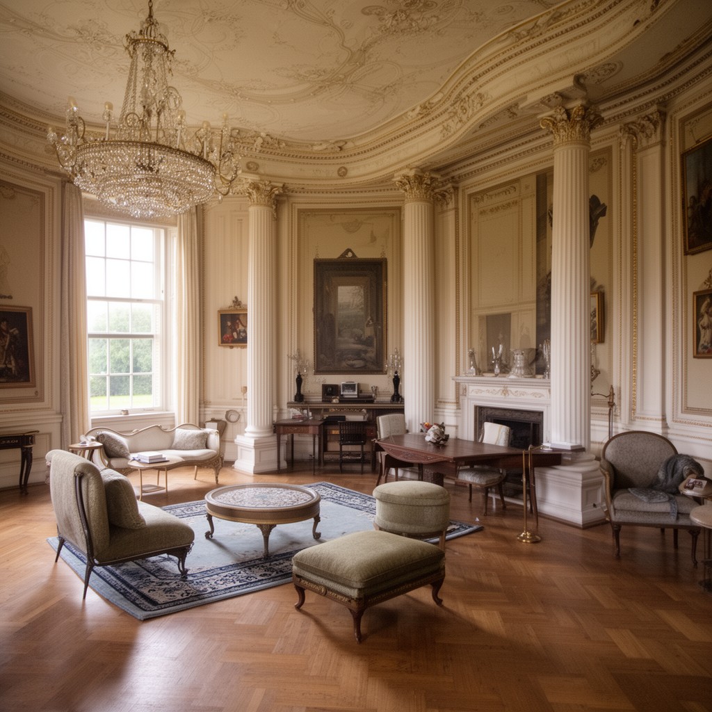 AI-generated illustration of Newby Hall interiors