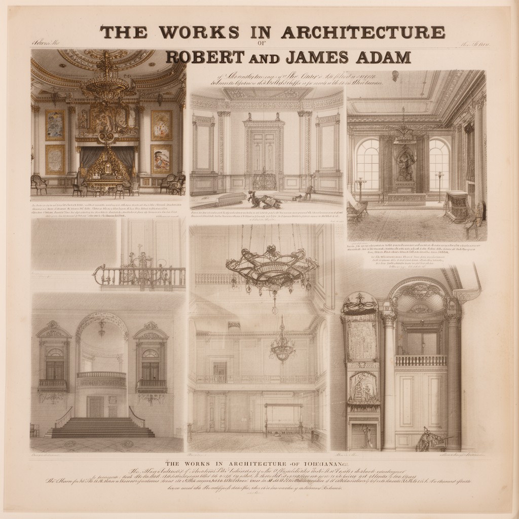 AI-generated illustration of The Works in Architecture of Robert and James Adam