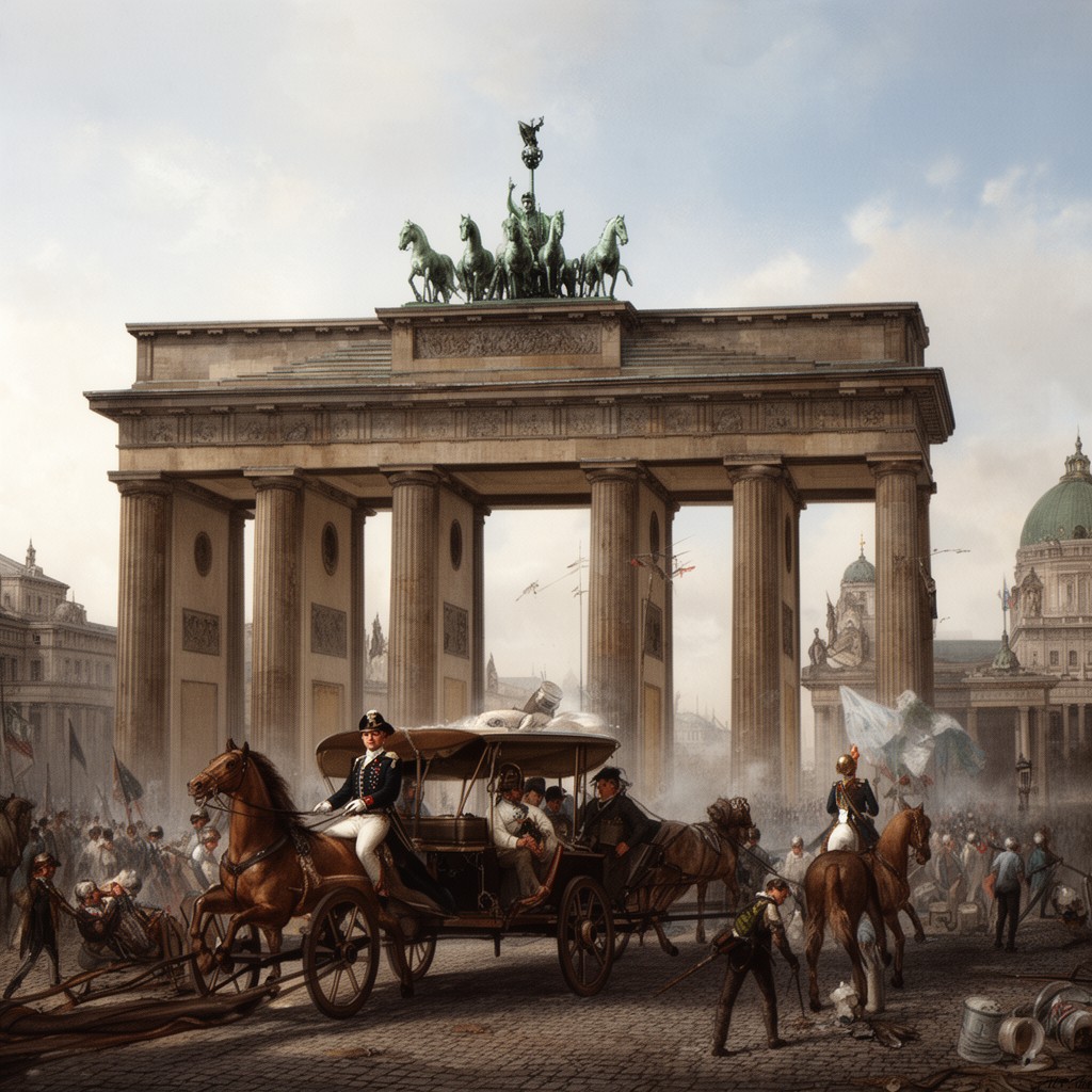 AI-generated illustration of Napoleon took the Quadriga to Paris in 1806
