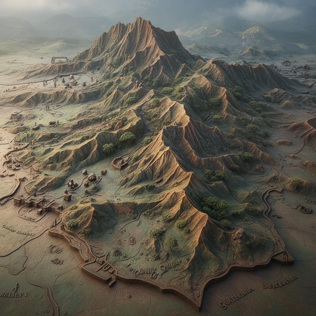 AI-generated illustration of Relief Map of Guatemala