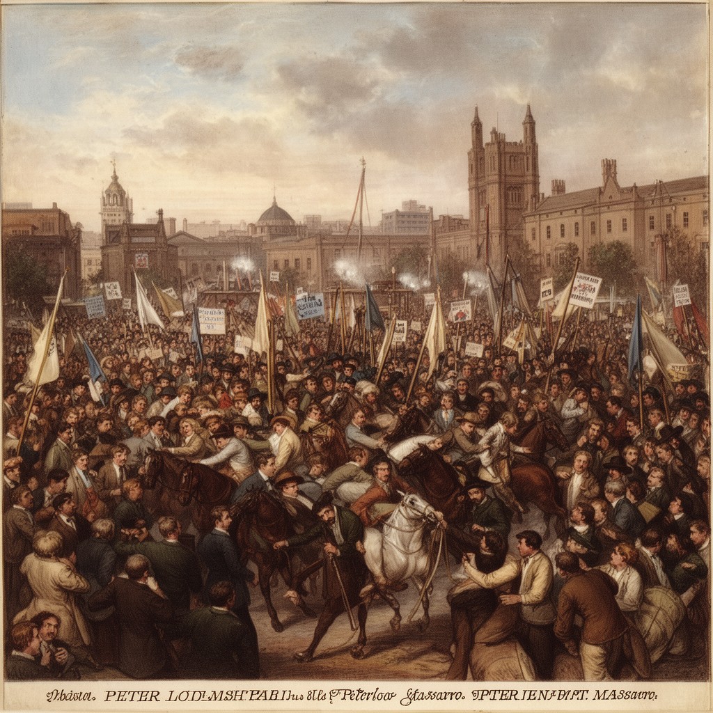 AI-generated illustration of Peterloo Massacre