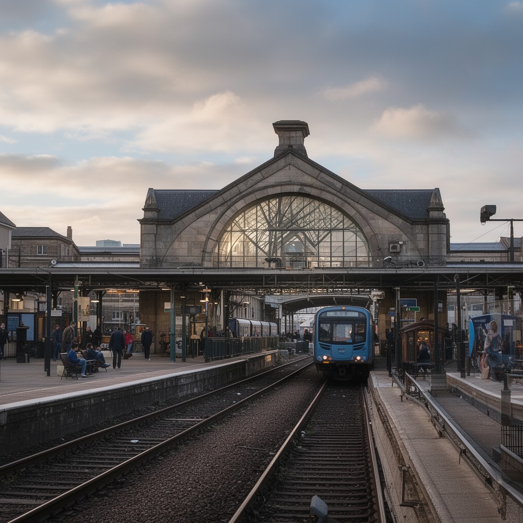 AI-generated illustration of Swansea railway station