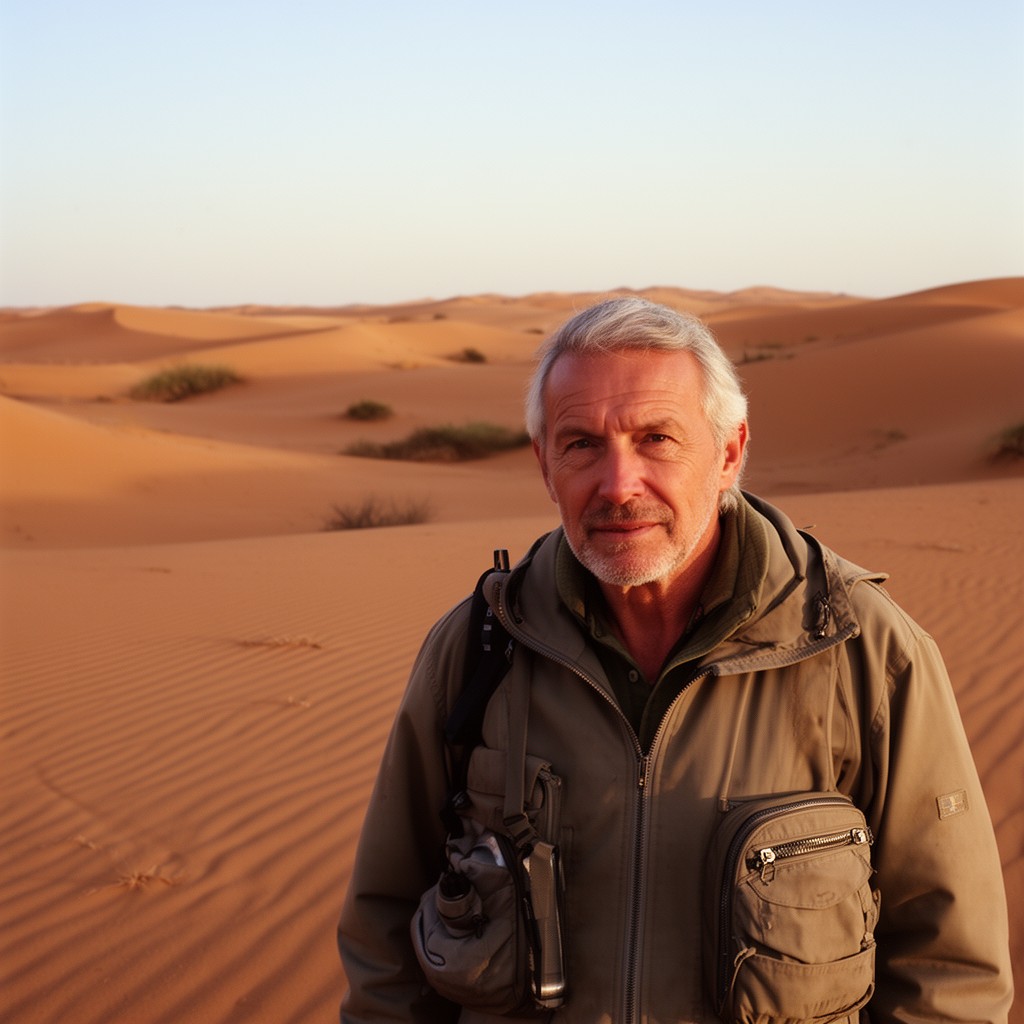 AI-generated illustration of Sahara with Michael Palin