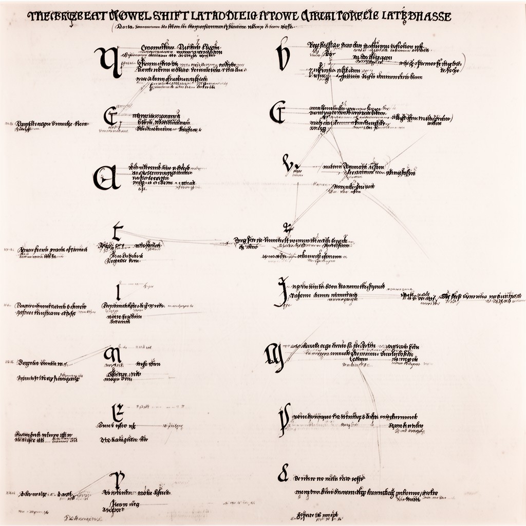 AI-generated illustration of Great Vowel Shift (late phase)
