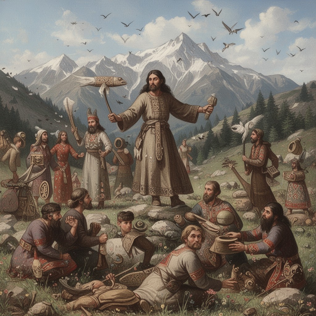 AI-generated illustration of Ossetian folk religion