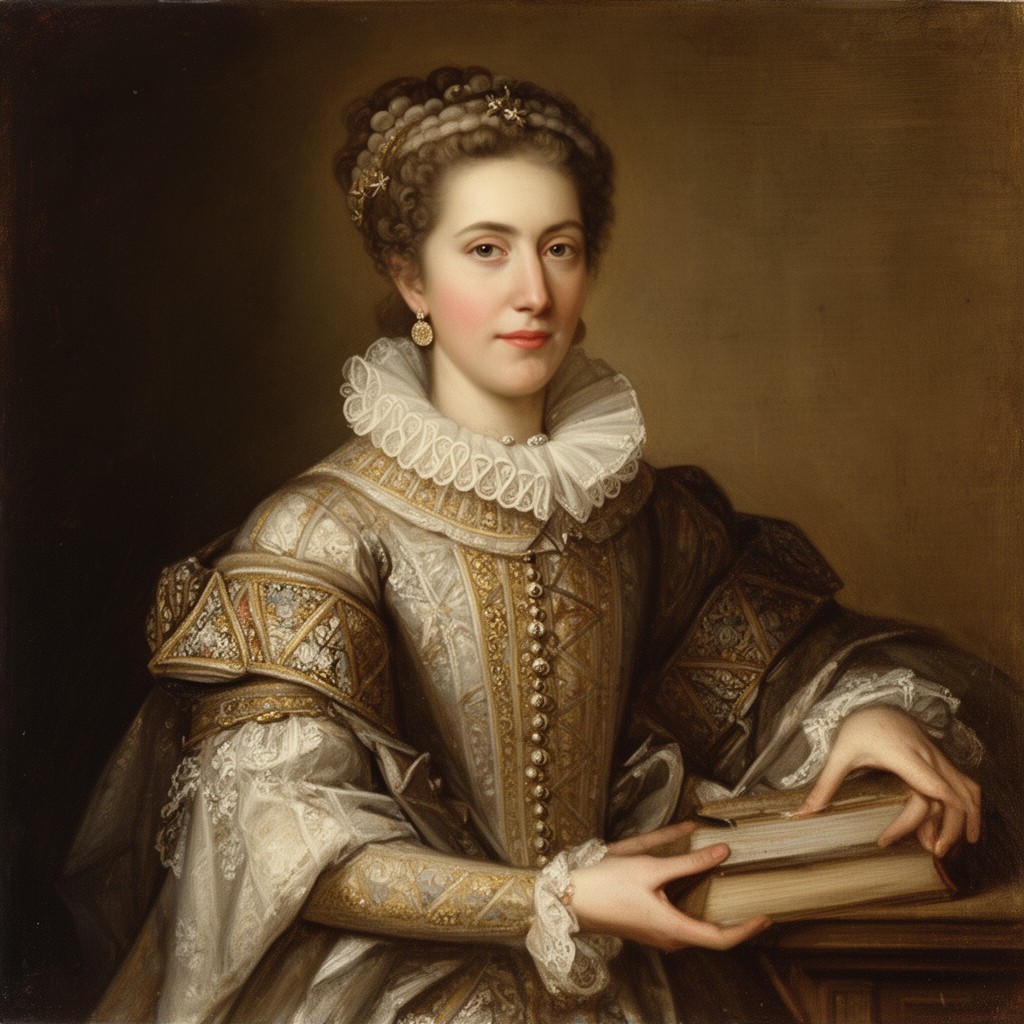 AI-generated illustration of Margaret Cavendish, Duchess of Newcastle-upon-Tyne