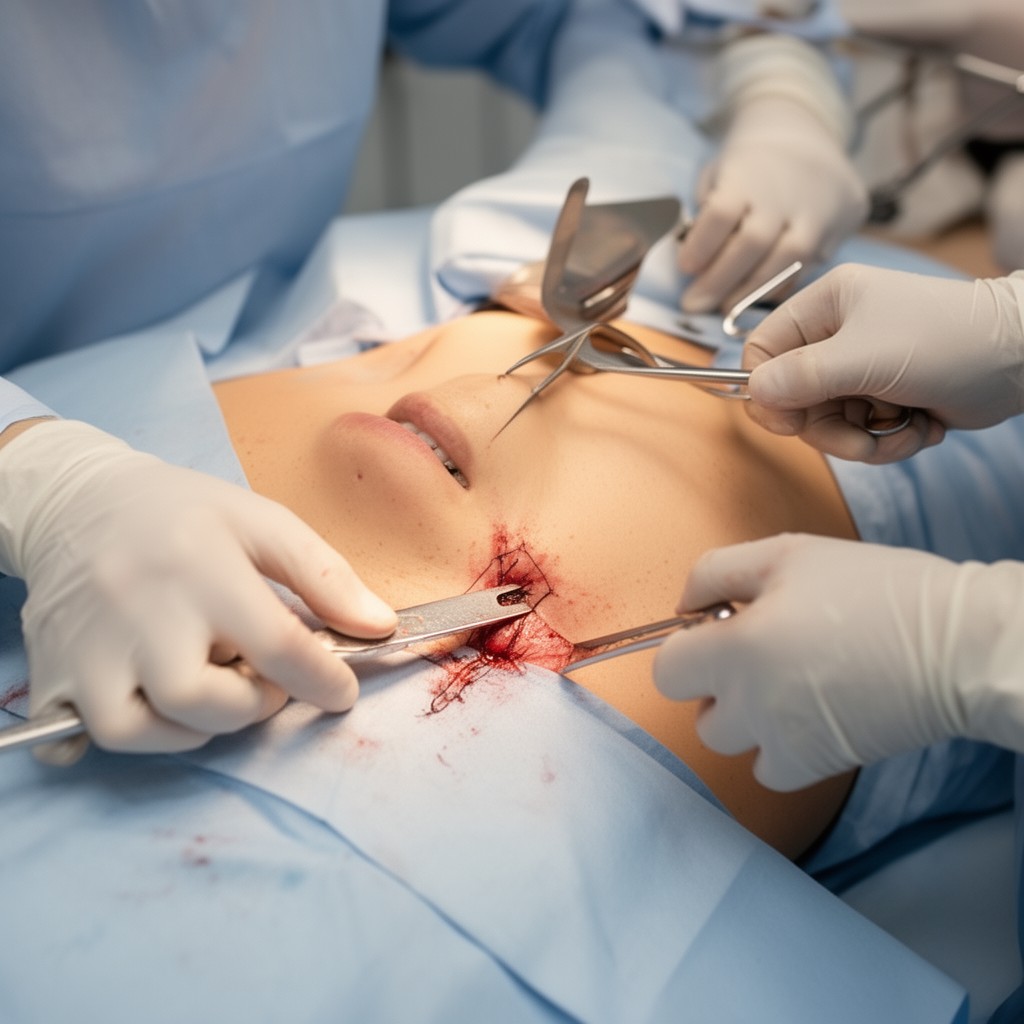 AI-generated illustration of Kocher incision