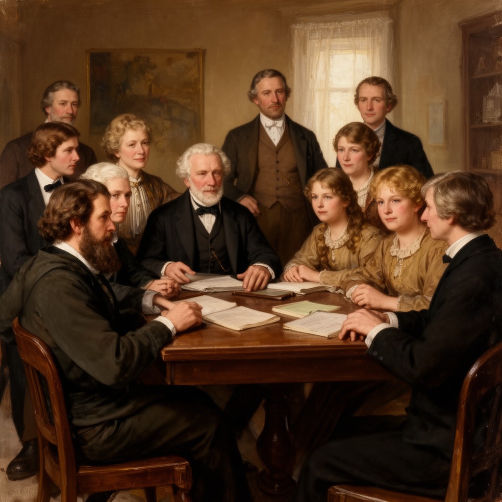 AI-generated illustration of Beecher family