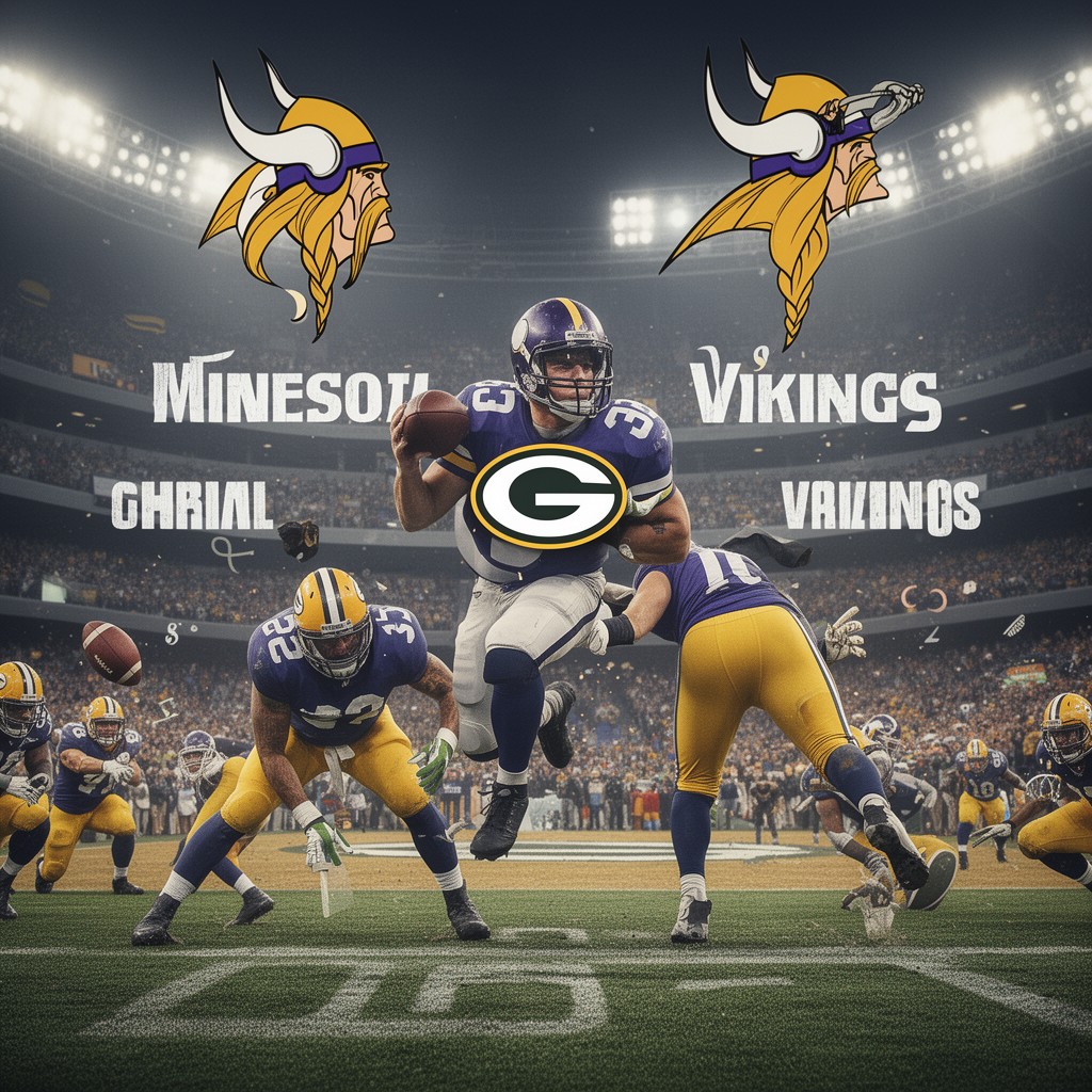AI-generated illustration of Minnesota Vikings–Green Bay Packers rivalry