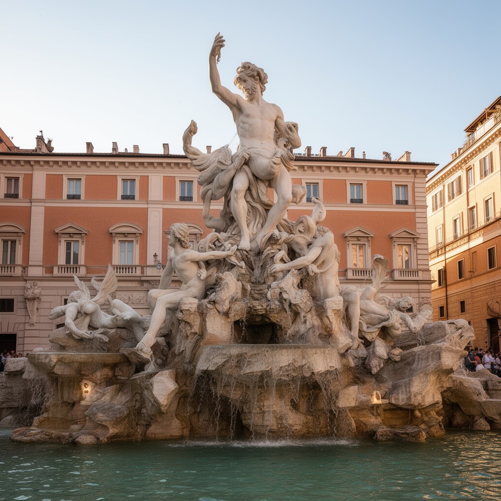 AI-generated illustration of Fontana del Tritone